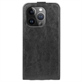 iPhone 15 Pro Max Vertikal Flip Taske med Kortholder - Sort