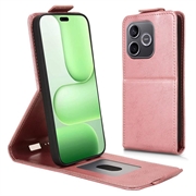 Honor 600 Lite lodret flip-etui med stativ - rosaguld