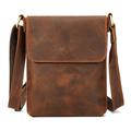 Lodret skuldertaske / crossbody-taske i læder til mænd – kaffebrun
