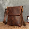 Lodret skuldertaske / crossbody-taske i læder til mænd – kaffebrun