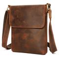 Lodret skuldertaske / crossbody-taske i læder til mænd – kaffebrun