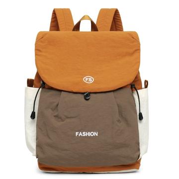 Vintage Color Block Canvas-rygsæk med stor kapacitet - Orange / Khaki