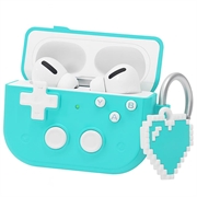 AirPods Pro 3 Vintage spillekonsol-stil plastik cover med hjertevedhæng - Blå