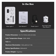 Vrig FD-98 Dobbelt farve LED-fyldningslys - 2500K-9000K