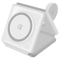 W-126 3-i-1 Foldbar Trådløs Ladestation - hvid