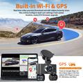 W3 WiFi Dash Cam og bakkamera med fire linser - 2K nattesyn, GPS, kollisionsregistrering - Sort