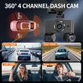 W3 WiFi Dash Cam og bakkamera med fire linser - 2K nattesyn, GPS, kollisionsregistrering - Sort
