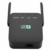 WD-611U 300 Mbps WiFi-extender med dobbelte antenner - EU-stik - Sort