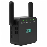 WD-611U 300 Mbps WiFi-extender med dobbelte antenner - EU-stik - Sort