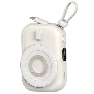 WIWU Wi-P041 Lille Snegl Magnetisk Trådløs Power Bank m. USB-C-kabel - 15W/9600mAh - Hvid