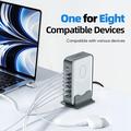 WLX-F8B GaN 8-ports stationær ladestation til bærbare computere, tablets og telefoner - 200W