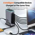 WLX-F8L 8-ports GaN-opladningsstation til skrivebordet 660W - 6xUSB-C PD, 2xUSB-A QC3.0