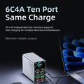 WLX-G2 165W GaN-opladningsstation til skrivebordet - 140W PD, 10 USB-C- og USB-A-porte