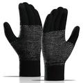WM 1 par unisex-strikkede, varme handsker med touchscreen og strækbare vanter med strikforing - sort