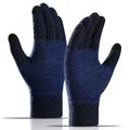 WM 1 par unisex-strikkede, varme handsker med touchscreen og strækbare vanter med strikfor - marineblå