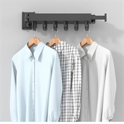 Vægmonteret Tøjstativ / Tørrestativ i aluminium - Foldbar, 2 Led - Sort