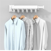 Vægmonteret Tøjstativ / Tørrestativ i aluminium - Foldbar - 1 Led - Hvid