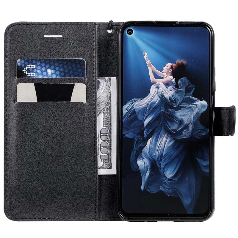 cadorabo Case compatible with Huawei NOVA 5T / Honor 20 / 20s in NIGHT BLACK - Flip Style Case with Magnetic Closure - Wallet Etui Cover Pouch PU