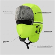 Varm vinterhue med refleksstriber og ansigtsmaske