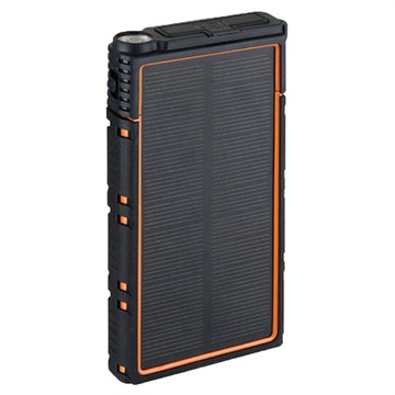 Vandtæt Solcellelader med Dobbelt USB - 10000mAh - Orange / Sort