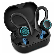 Vandtætte trådløse sportsøretelefoner med berøringsføler - Sort