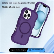 iPhone 16 Bølgekant magnetisk hybrid cover - lilla