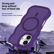 iPhone 16 Bølgekant magnetisk hybrid cover - lilla