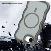 iPhone 16e Bølgekant magnetisk hybrid cover - grå