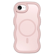 iPhone 16e Bølgekant magnetisk hybrid cover - pink