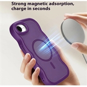 iPhone 16e Bølgekant magnetisk hybrid cover - lilla