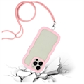 Wavy Edge iPhone 14 Pro Hybrid Cover med Nøglesnor - Pink