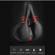 Aktiv reflekterende ergonomisk cykelsadel med affjedringskugle - rød / sort