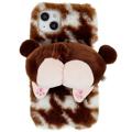 3D Plush Furry Vinter iPhone 14 Plus TPU Cover - Brun Corgi