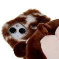 3D Plush Furry Vinter iPhone 14 Plus TPU Cover - Brun Corgi
