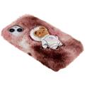 3D Plush Furry Vinter iPhone 14 Plus TPU Cover - Brun Bjørn