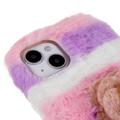 3D Plush Furry Vinter iPhone 14 Plus TPU Cover - Pink Rose