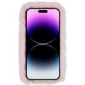3D Plush Furry Vinter iPhone 14 Pro Max TPU Cover - Pink Blomst