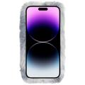 3D Plush Furry Vinter iPhone 14 Pro Max TPU Cover - Grå Bjørn