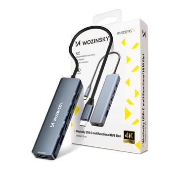 Wozinsky WHBC10Y4S Multifunktionel 6-i-1 USB-C-hub - Grå