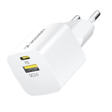Wozinsky WWCEAC 33W GaN vægoplader med to porte - USB-A, USB-C - Hvid