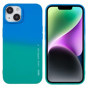 X-Level Rainbow iPhone 14 Plus TPU Cover - Grøn / Blå