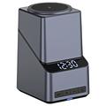X11 Qi2 15W 3-i-1 MagSafe trådløs opladerstativ med LED-ur - sort