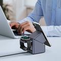 X11 Qi2 15W 3-i-1 MagSafe trådløs opladerstativ med LED-ur - sort