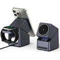 X11 Qi2 15W 3-i-1 MagSafe trådløs opladerstativ med LED-ur - sort