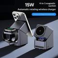 X11 Qi2 15W 3-i-1 MagSafe trådløs opladerstativ med LED-ur - sort
