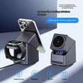 X11 Qi2 15W 3-i-1 MagSafe trådløs opladerstativ med LED-ur - sort