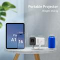 X1AR Android 14 bærbar projektor - 720p, 4K-understøttelse, WiFi 6, Bluetooth 5.4 - hvid