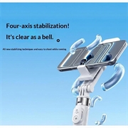 X2 Bluetooth-selfiestang med stativ, fjernbetjening og to arbejdslamper - hvid