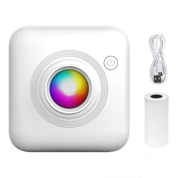 X3 Mini lommetermalprinter med Bluetooth og RGB-belysning - hvid