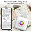 X3 Mini lommetermalprinter med Bluetooth og RGB-belysning - hvid